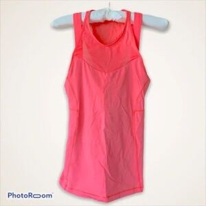 Lululemon Running In The City Tank Top Peach Mesh Accent Reflective Size 6
